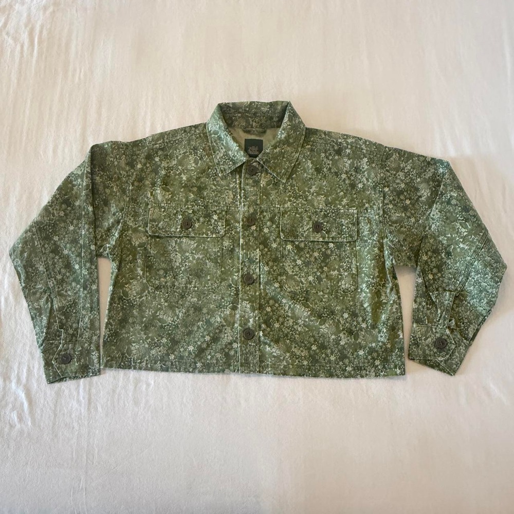 Women's Wild Fable Cropped Military Inspired Denim Jacket. Olive Green.  Small